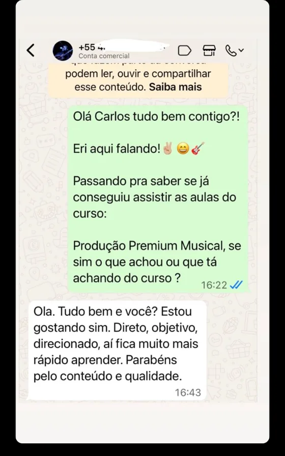 Print: depoimento do aluno Carlos