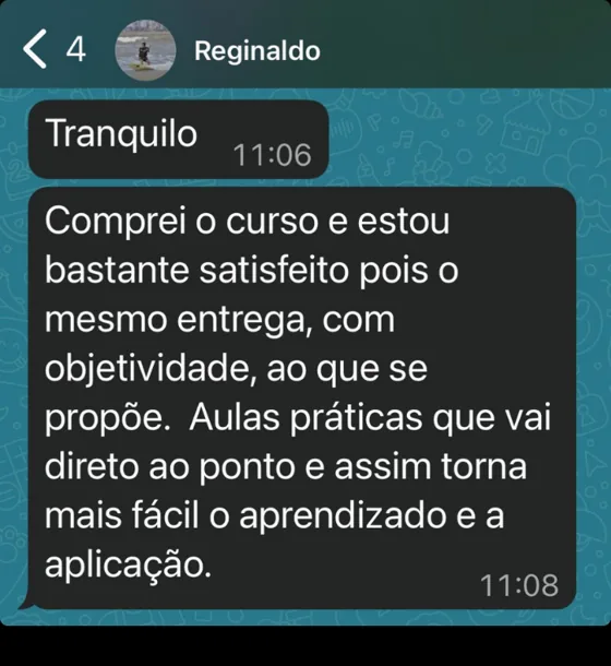Print: depoimento do aluno Reginaldo