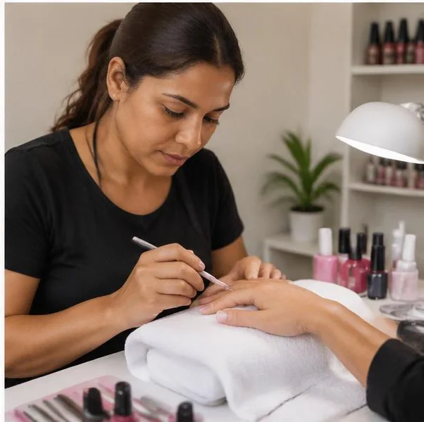 Manicure atendendo uma cliente